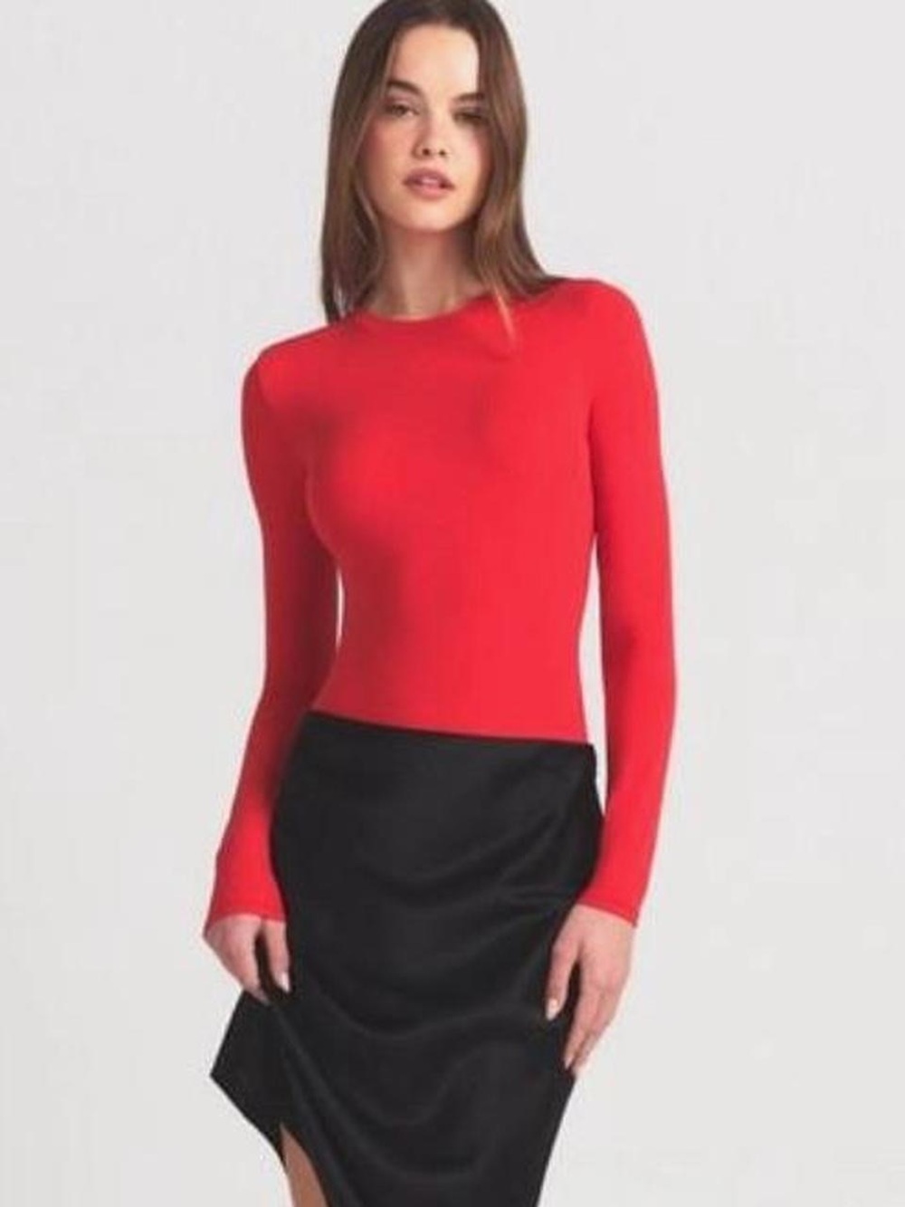 Gianni Bini Red Long-Sleeve Bodysuit